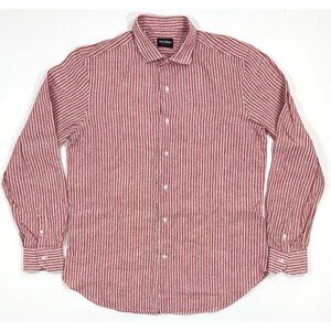 Max Stanco Mens Linen Shirt Long Sleeve Button Up Size 17 1/2 44 Made In Italy